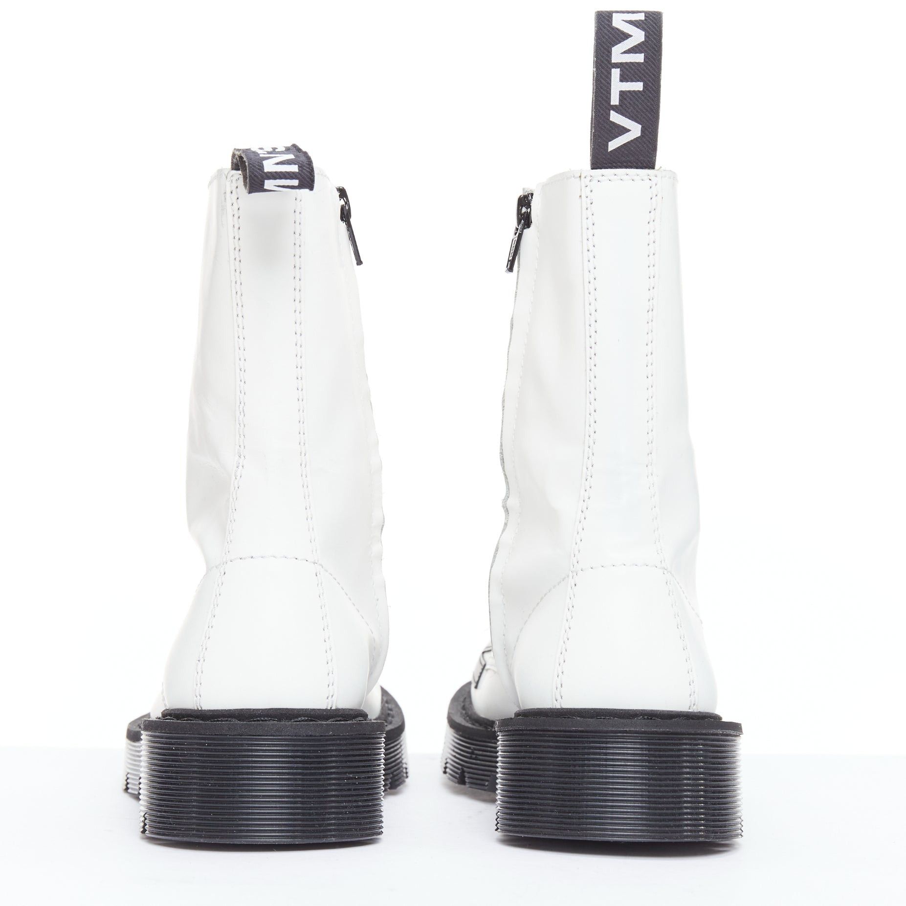Vetements VETEMENTS VTMNTS F OFF black white slogan leather combat boots EU36 Size US 6 / IT 36 - 5 Thumbnail