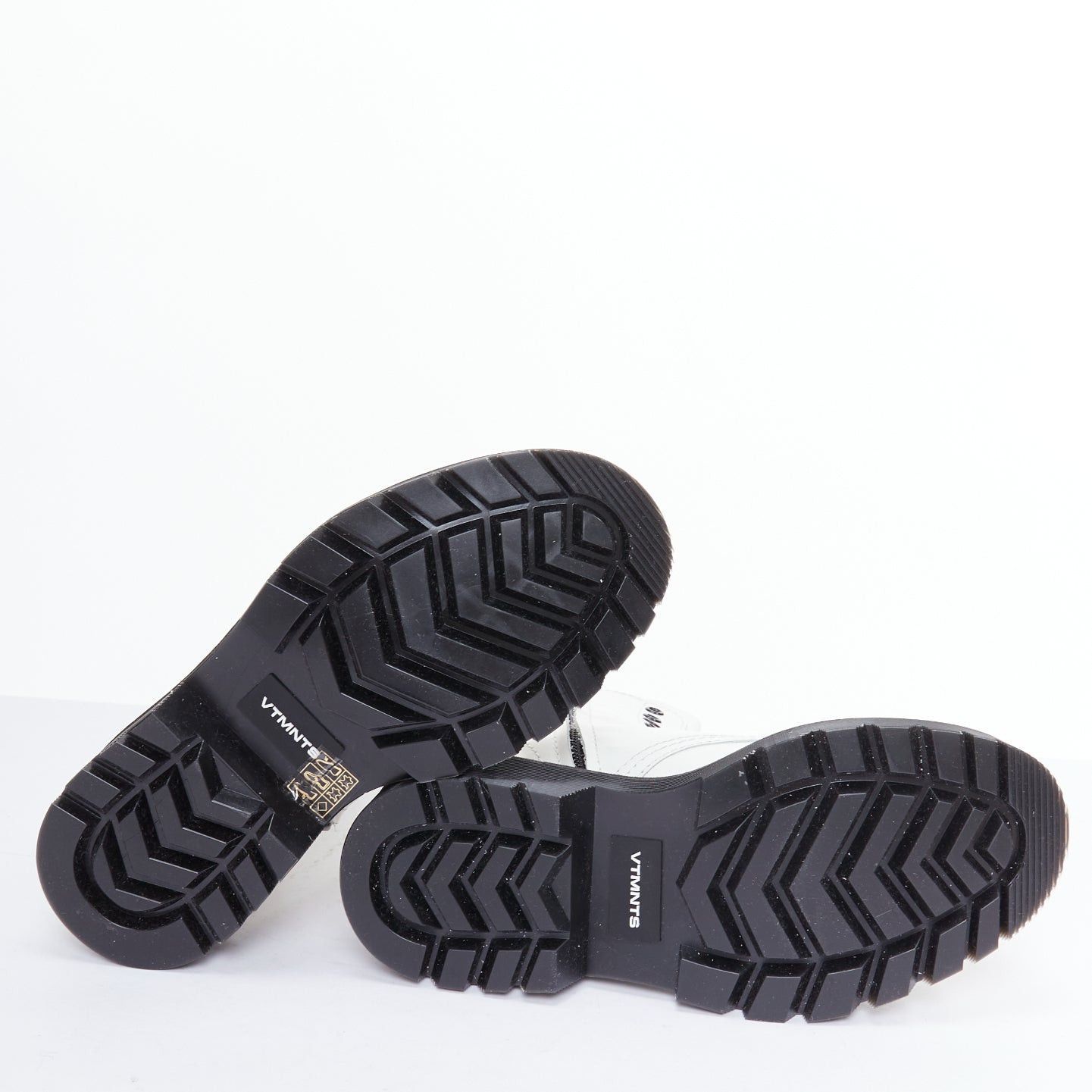Vetements VETEMENTS VTMNTS F OFF black white slogan leather combat boots EU36 Size US 6 / IT 36 - 9 Thumbnail