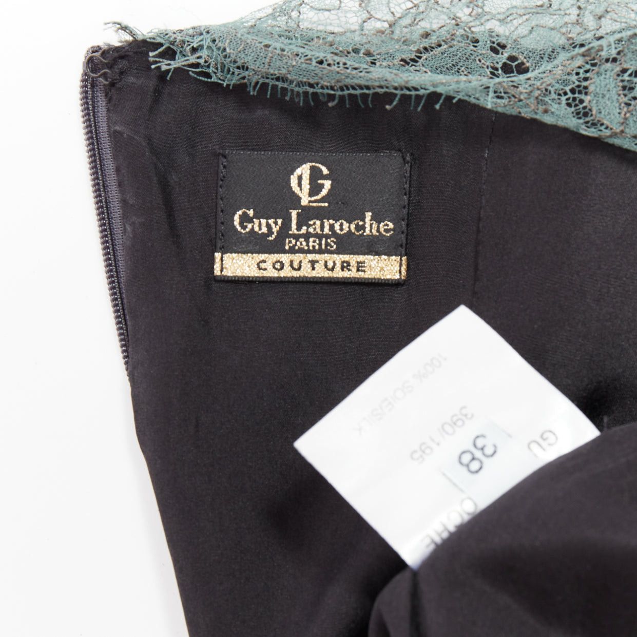 Guy Laroche rare GUY LAROCHE COUTURE 2006 Vintage Runway green crossover lace bust grey silk mermaid evening gown IT38 XS Size M / US 6-8 / IT 42-44 - 9 Thumbnail