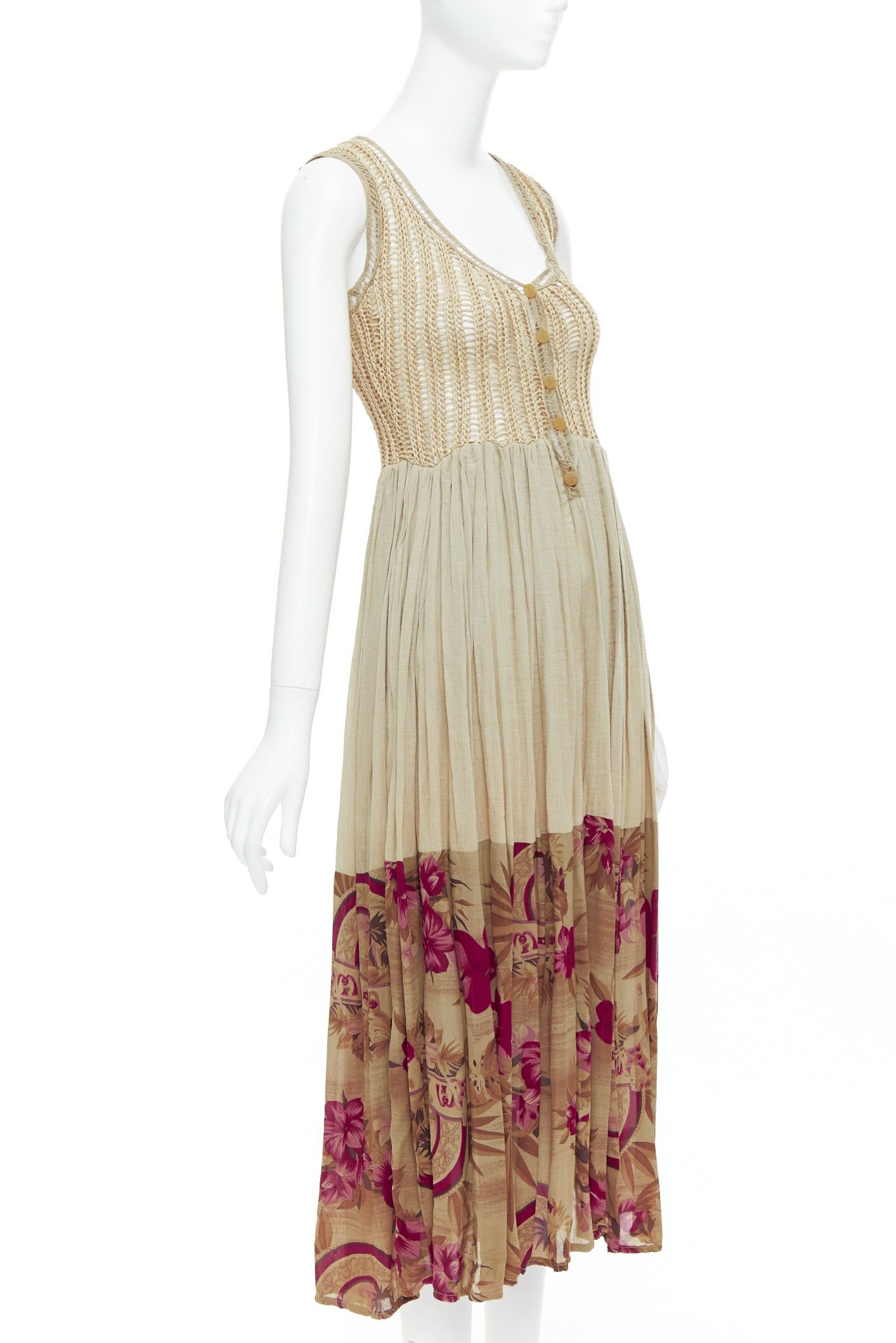 Other TIZIANA NIRONI LOU LOU LES CHOSES Vintage olive floral midi dress IT40 S Size S / US 4 / IT 40 - 3 Thumbnail