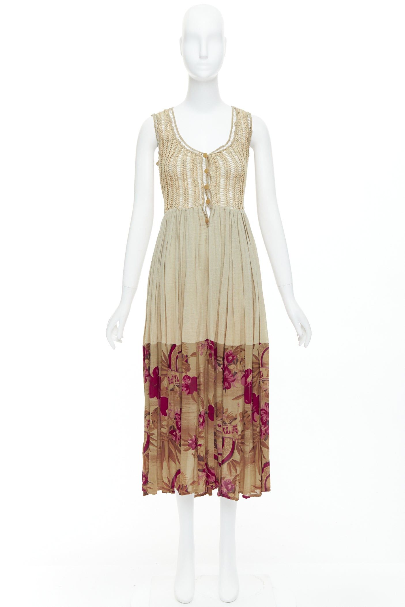 Other TIZIANA NIRONI LOU LOU LES CHOSES Vintage olive floral midi dress IT40 S Size S / US 4 / IT 40 - 9 Thumbnail