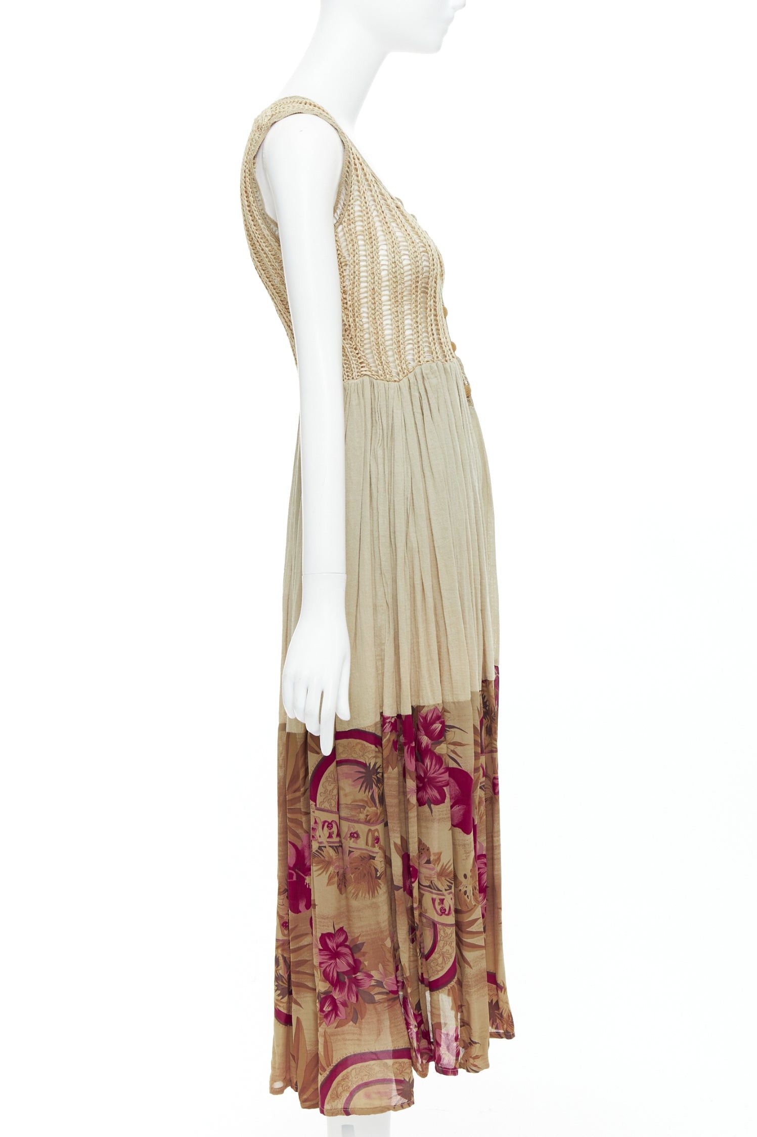 Other TIZIANA NIRONI LOU LOU LES CHOSES Vintage olive floral midi dress IT40 S Size S / US 4 / IT 40 - 4 Thumbnail