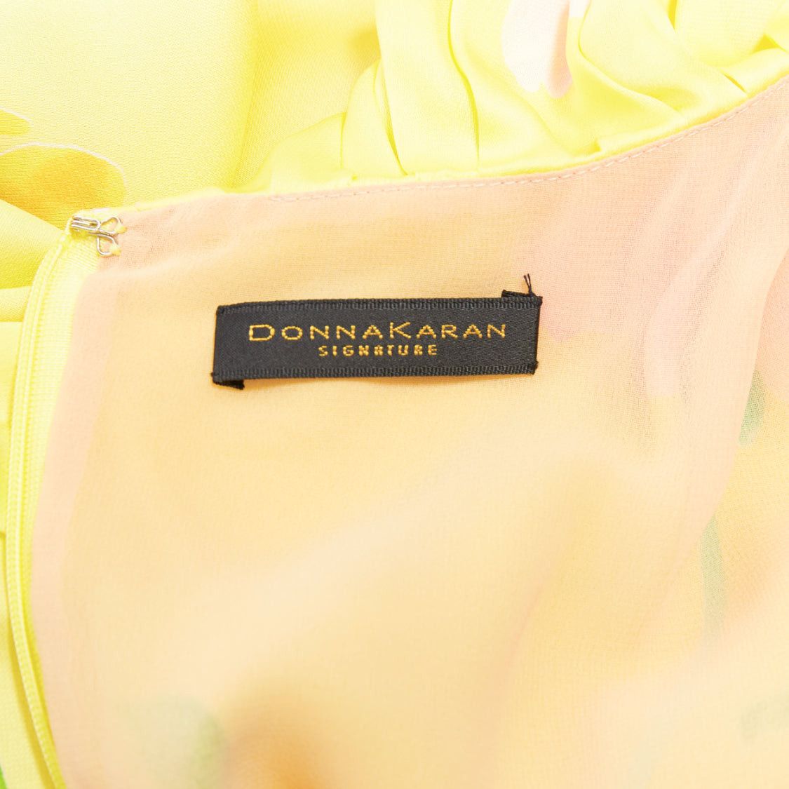 Donna Karan rare DONNA KARAN Vintage yellow floral print ruffle collar maxi dress Size S / US 4 / IT 40 - 8 Thumbnail