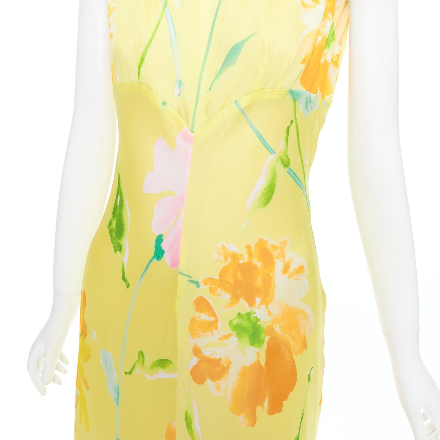 Donna Karan rare DONNA KARAN Vintage yellow floral print ruffle collar maxi dress Size S / US 4 / IT 40 - 7 Thumbnail