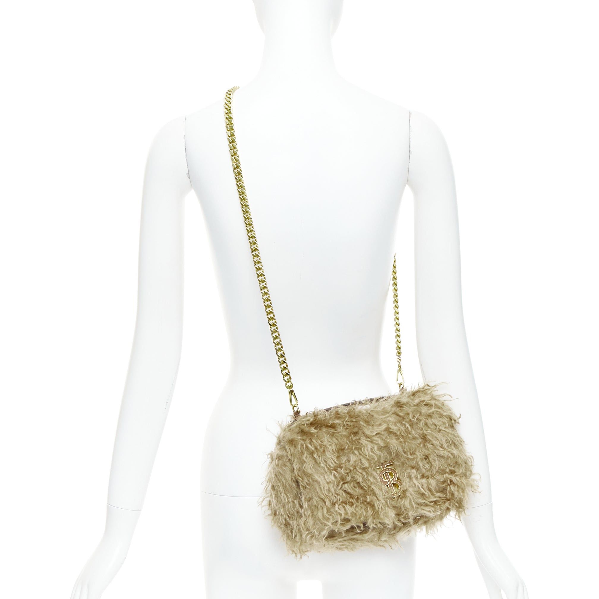 Burberry BURBERRY Lola Mohair Limited Edition lamb shearling gold TB crossbody bag Size ONE SIZE - 2 Thumbnail