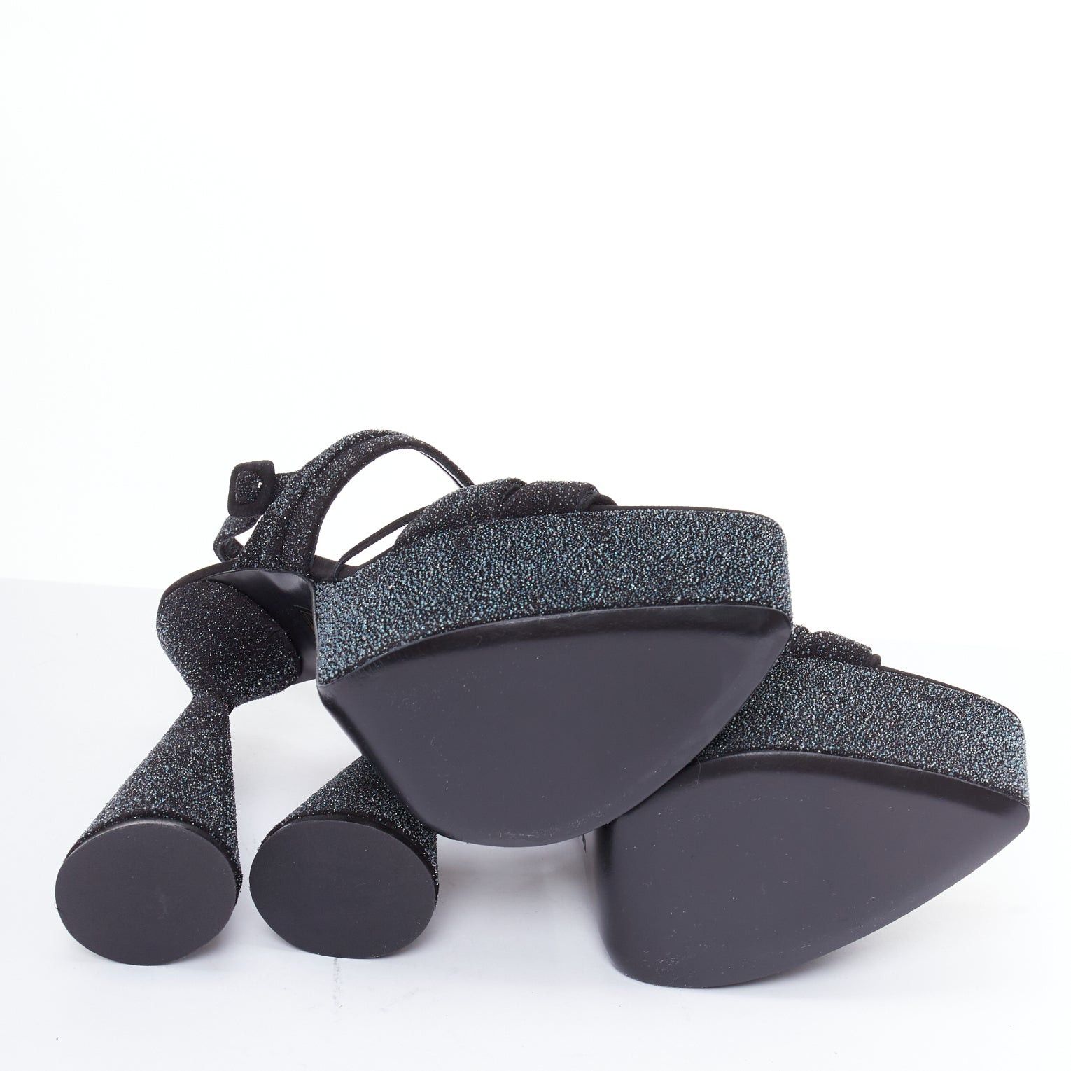 Other D'ACCORI Belle galactic black glitter textured platform sandal heels EU39 Size US 9 / IT 39 - 11 Thumbnail