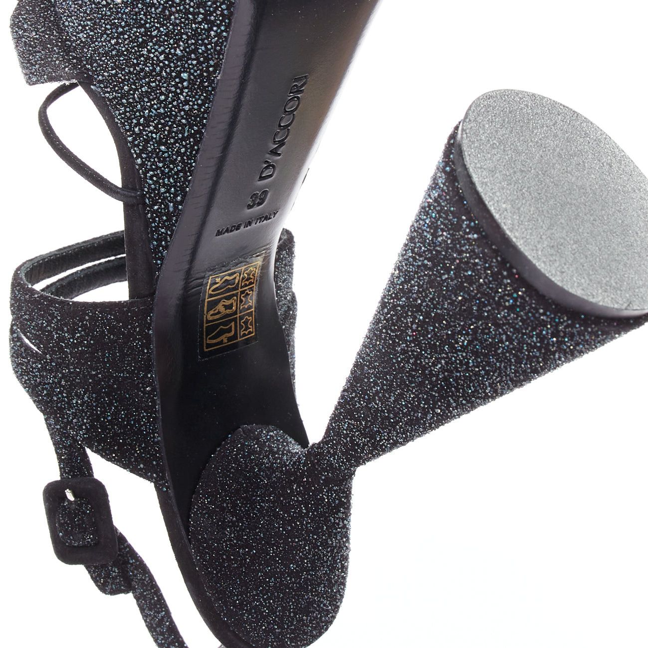 Other D'ACCORI Belle galactic black glitter textured platform sandal heels EU39 Size US 9 / IT 39 - 10 Thumbnail