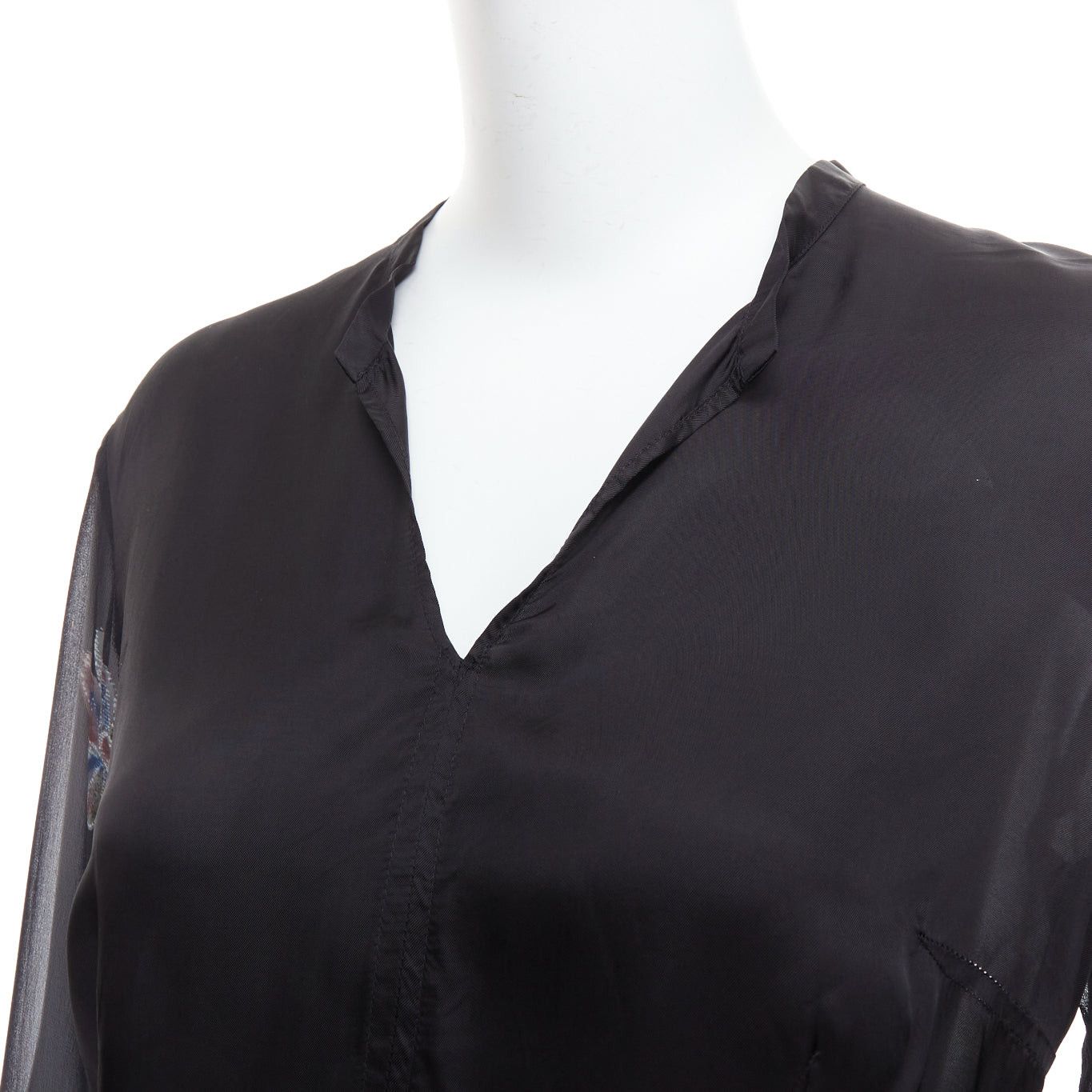 Dries Van Noten DRIES VAN NOTEN 1990s Vintage 100% silk floral sheer sleeves hi low blouse FR38 M Size M / US 6-8 / IT 42-44 - 7 Thumbnail
