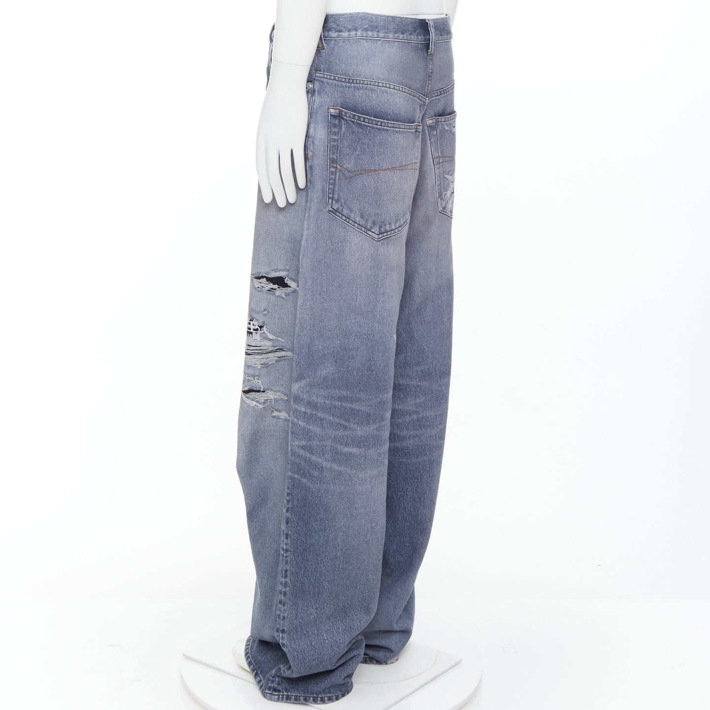 Balenciaga BALENCIAGA Demna 2023 blue tromp loeil jean printed wide leg sweatpants S Size US 28 / EU 44 - 6 Thumbnail