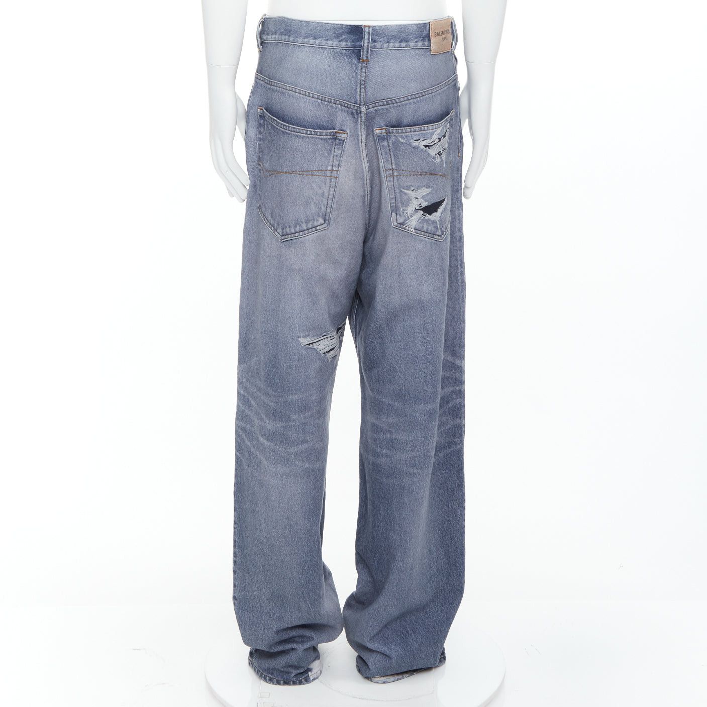 Balenciaga BALENCIAGA Demna 2023 blue tromp loeil jean printed wide leg sweatpants S Size US 28 / EU 44 - 5 Thumbnail