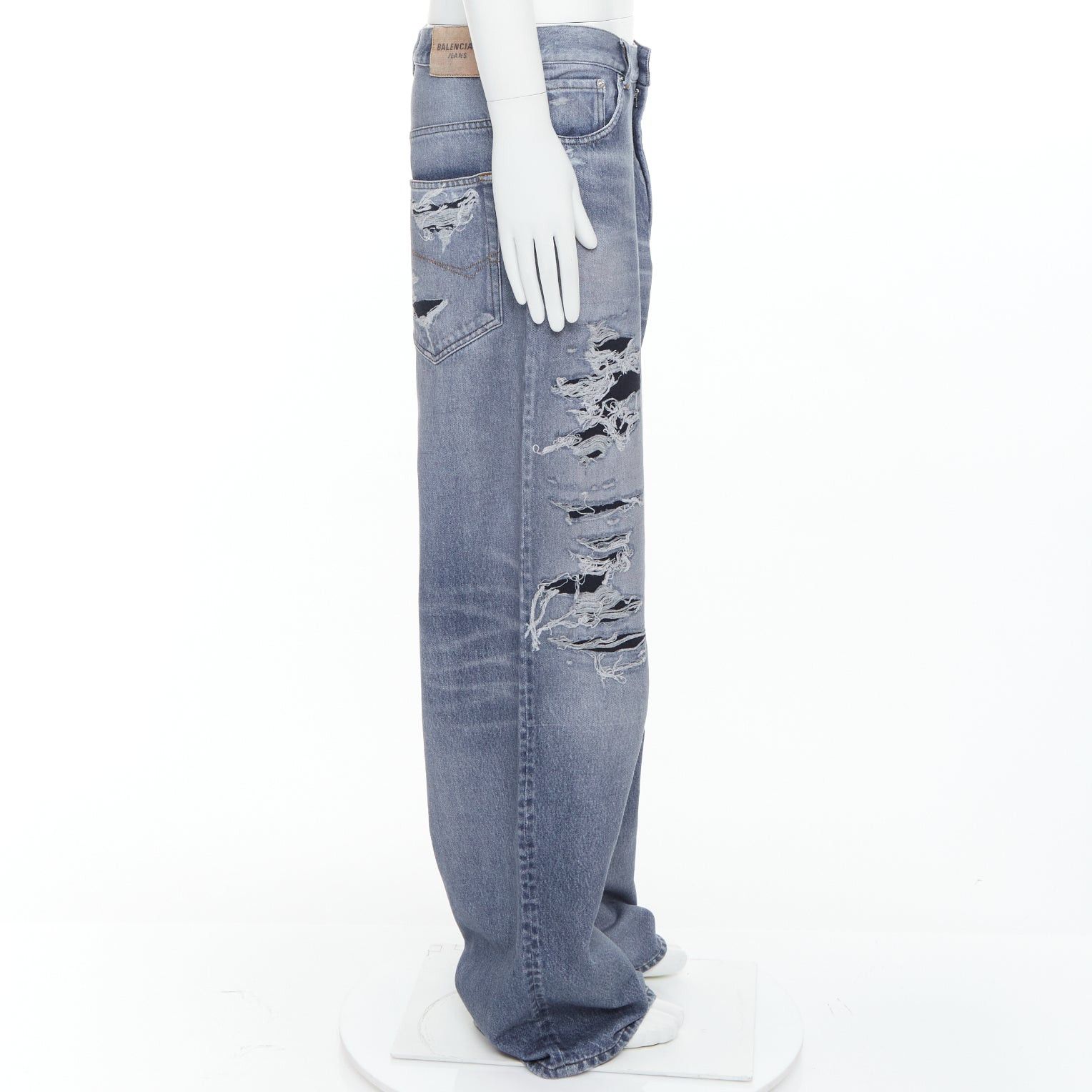 Balenciaga BALENCIAGA Demna 2023 blue tromp loeil jean printed wide leg sweatpants S Size US 28 / EU 44 - 4 Thumbnail