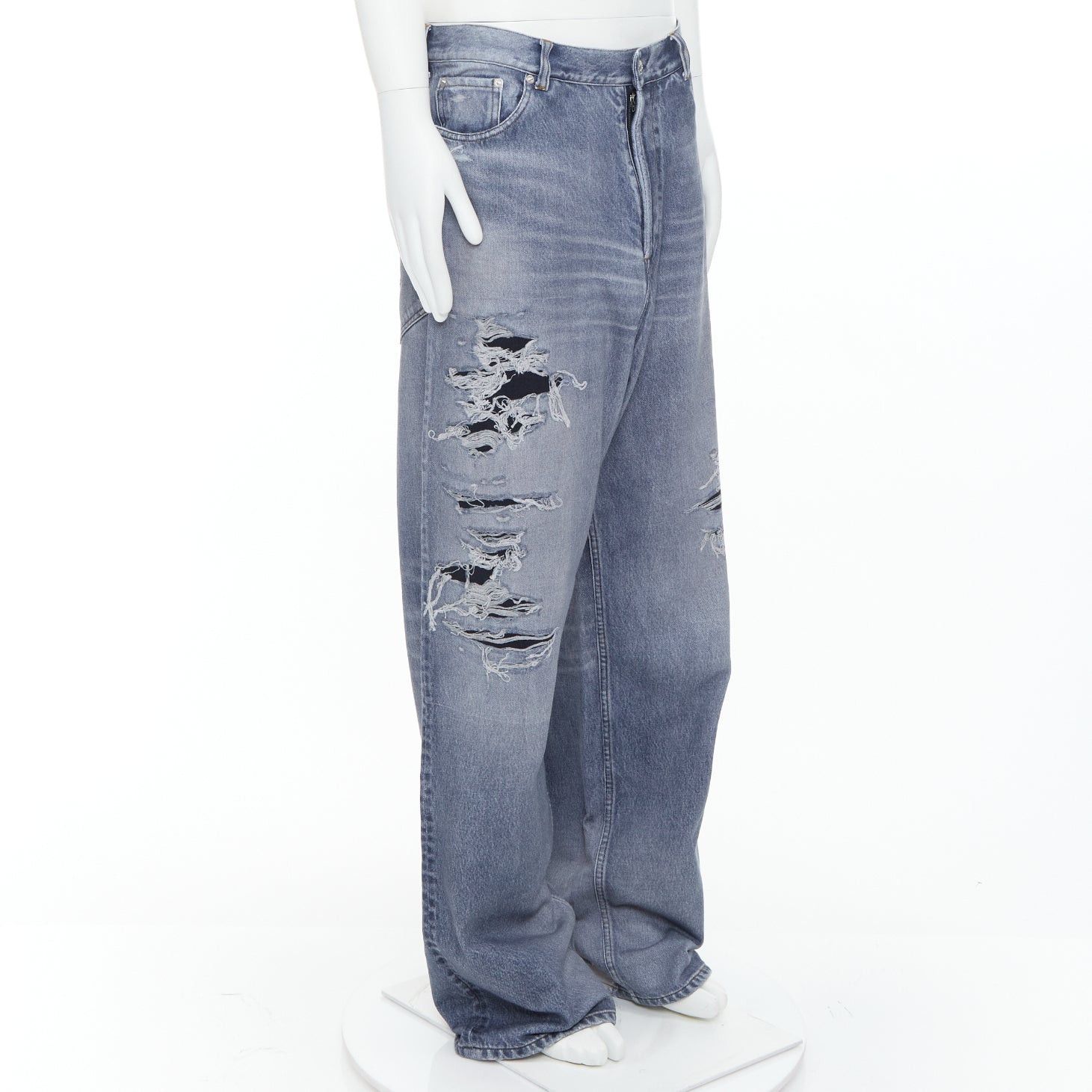 Balenciaga BALENCIAGA Demna 2023 blue tromp loeil jean printed wide leg sweatpants S Size US 28 / EU 44 - 3 Thumbnail