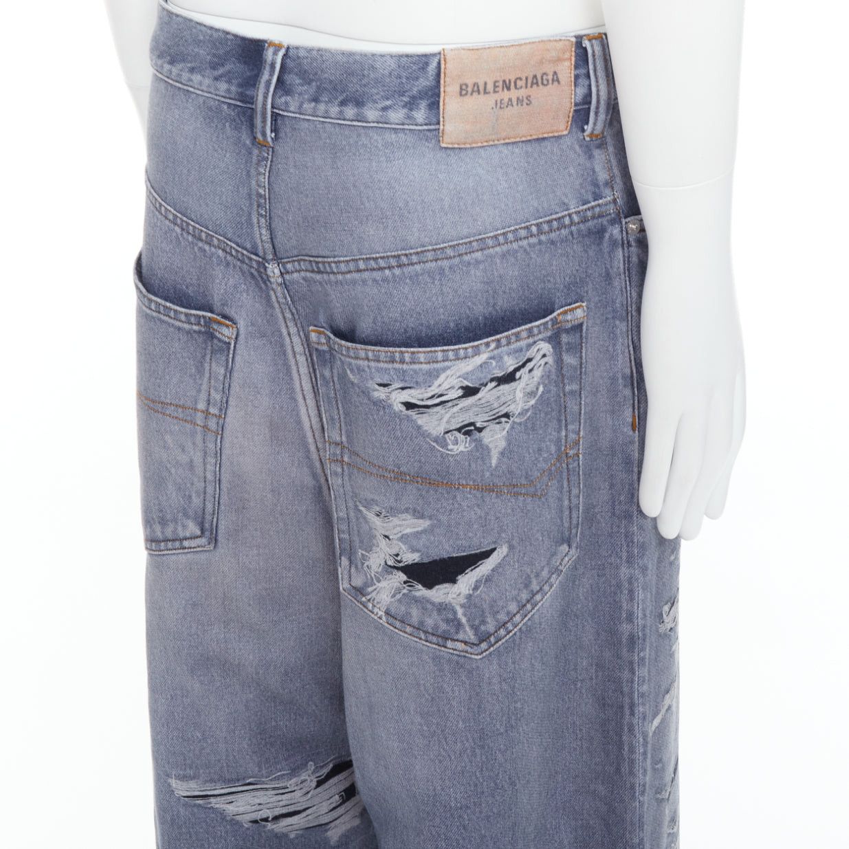 Balenciaga BALENCIAGA Demna 2023 blue tromp loeil jean printed wide leg sweatpants S Size US 28 / EU 44 - 2 Thumbnail