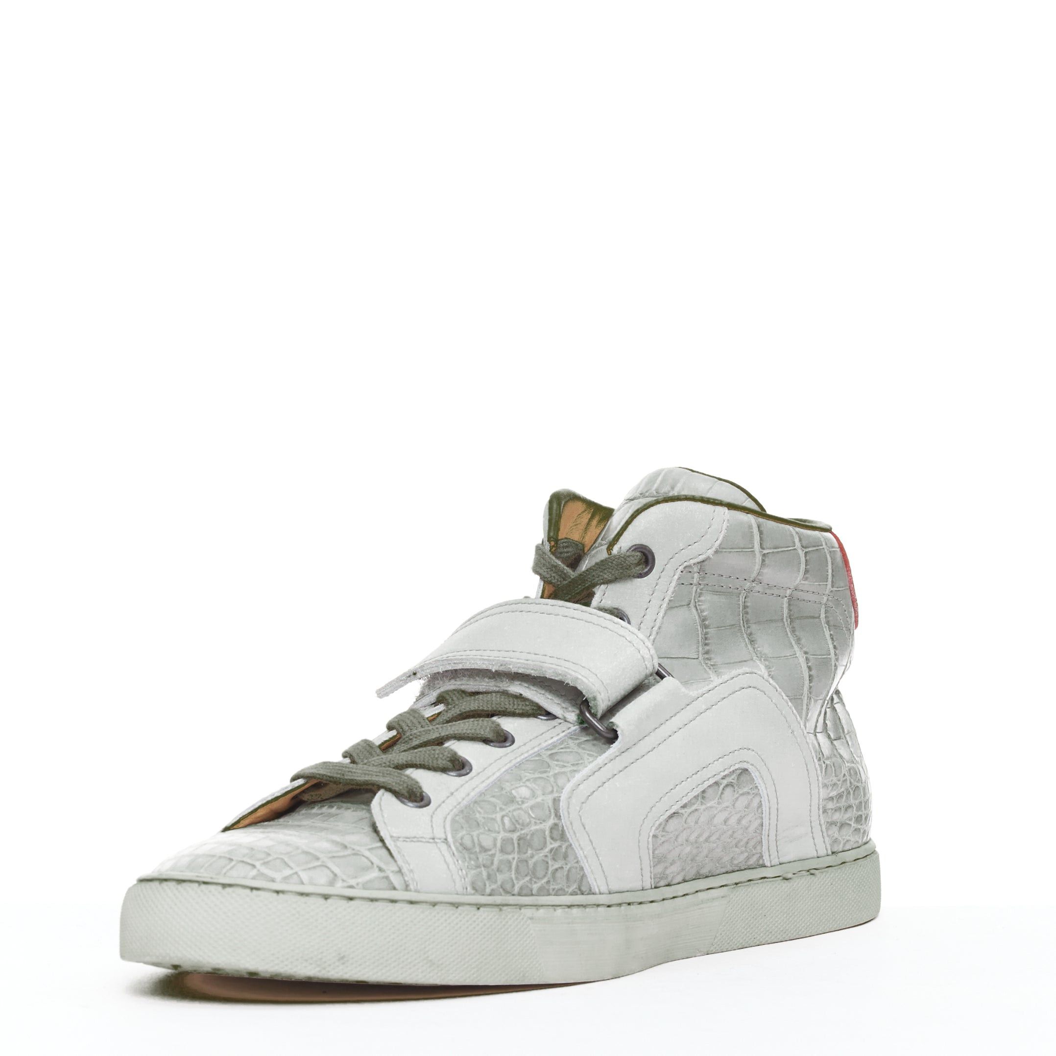 Hermes HERMES grey croc leather colorblock high top sneaker EU41.5 Kanye West Size US 8.5 / EU 41-42 - 4 Thumbnail