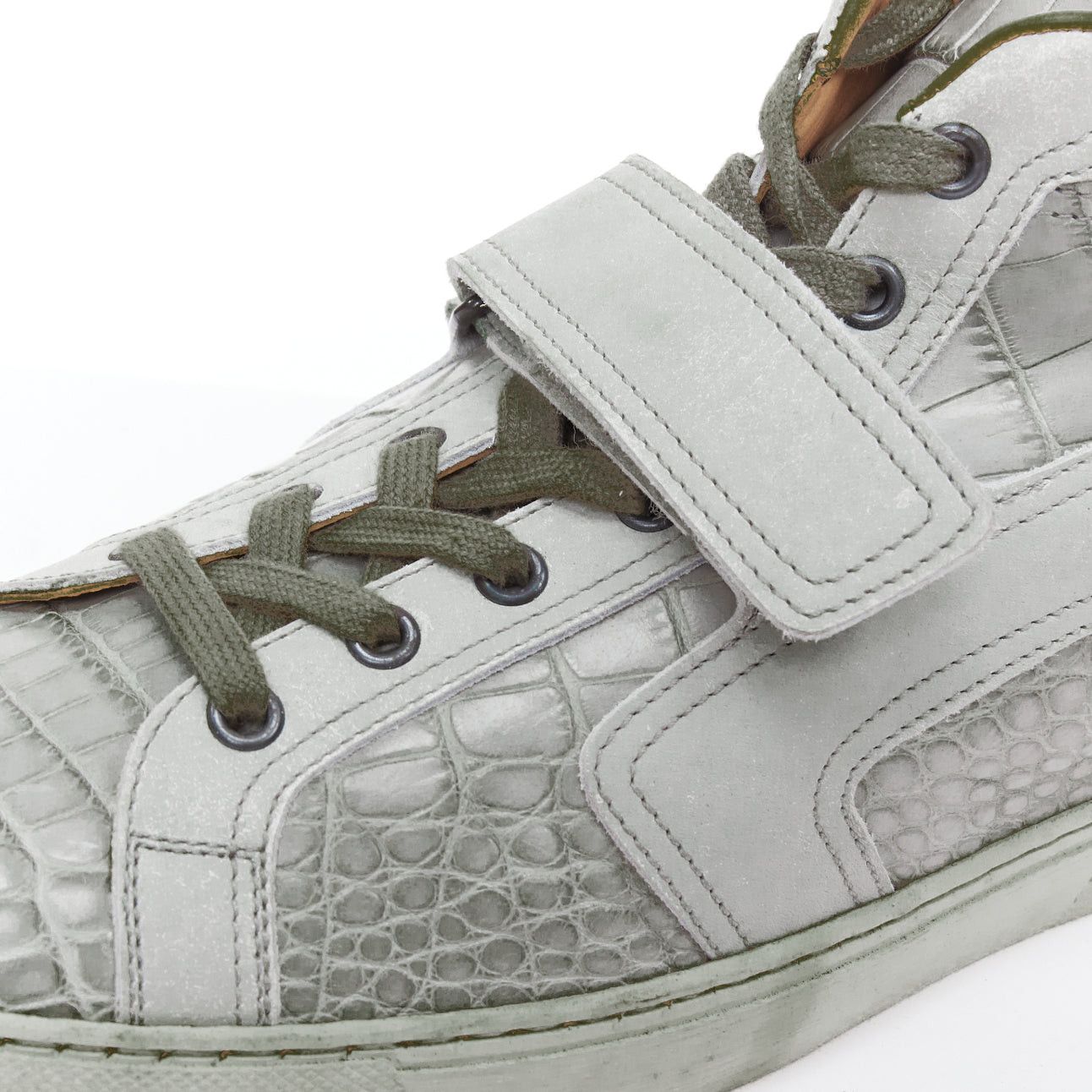 Hermes HERMES grey croc leather colorblock high top sneaker EU41.5 Kanye West Size US 8.5 / EU 41-42 - 7 Thumbnail