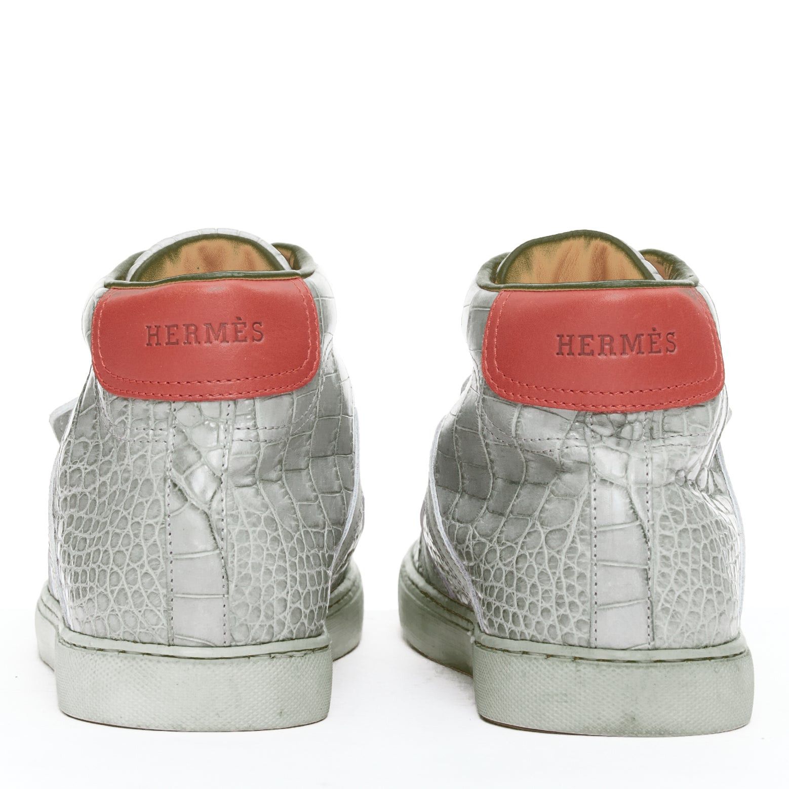 Hermes HERMES grey croc leather colorblock high top sneaker EU41.5 Kanye West Size US 8.5 / EU 41-42 - 5 Thumbnail