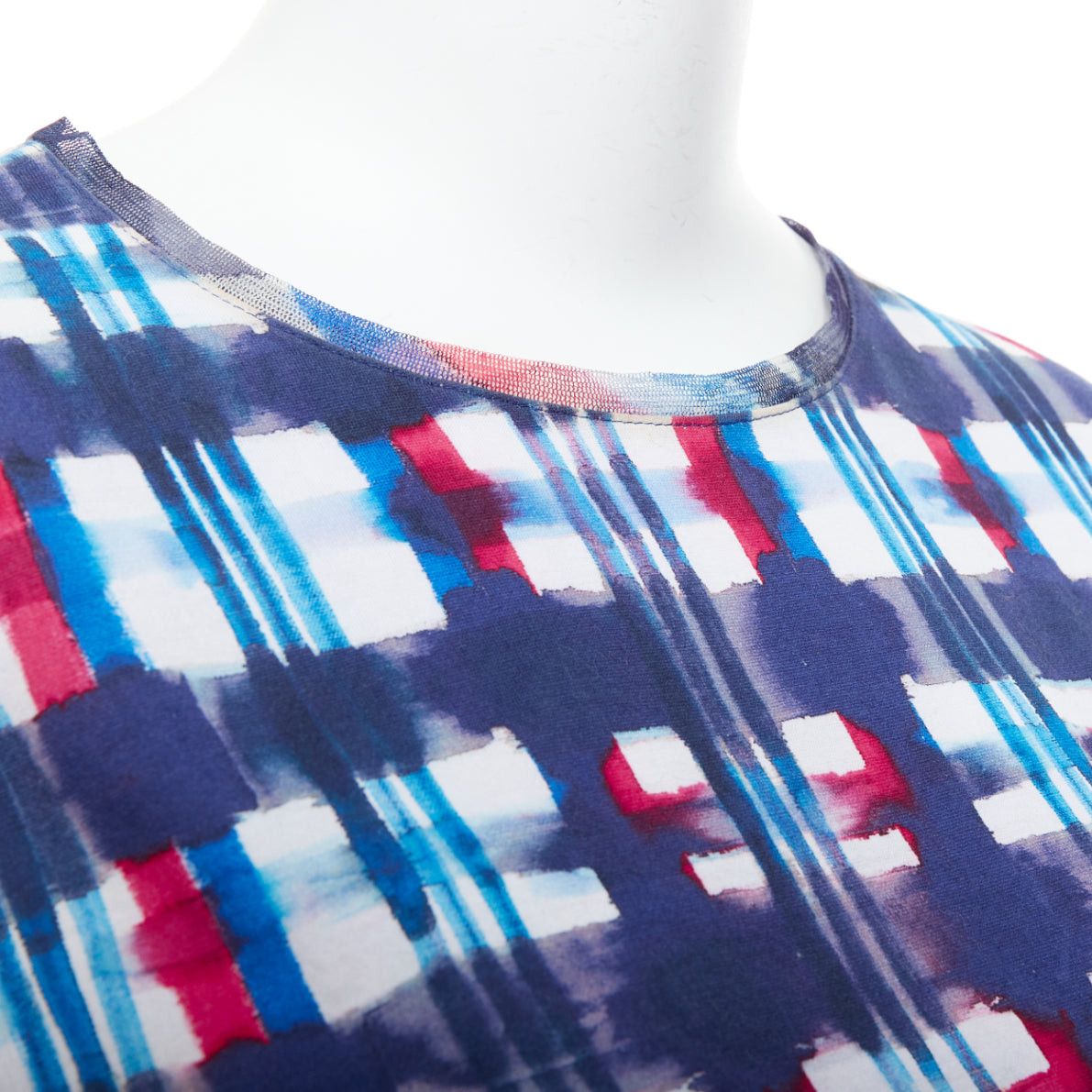 Chanel CHANEL 17P Runway blue red check CC logo print silk trim crop top FR36 S Size S / US 4 / IT 40 - 7 Thumbnail