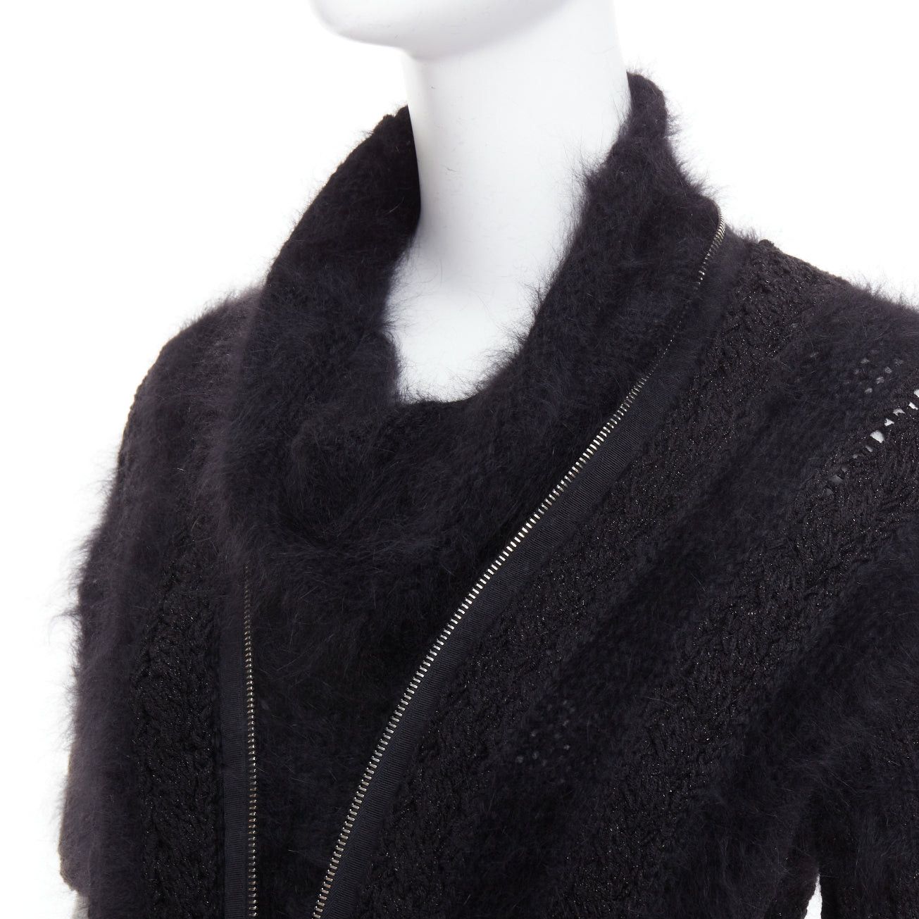 Chanel CHANEL 08A black fluffy angora blend CC zip layered sweater FR36 S Size S / US 4 / IT 40 - 7 Thumbnail