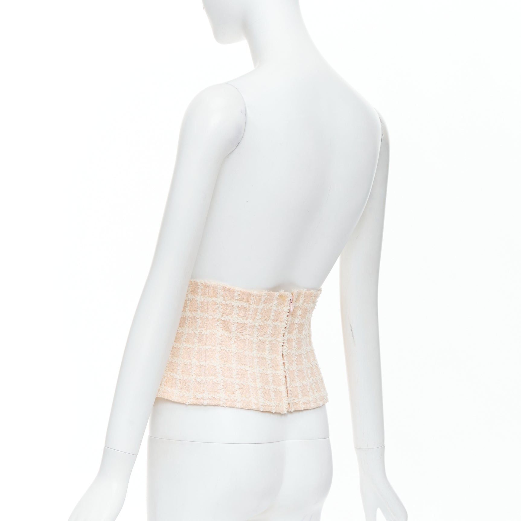 Chanel rare CHANEL 94P Vintage pink checker tweed silk lined boned corset belt FR40 L Size M / US 6-8 / IT 42-44 - 6 Thumbnail