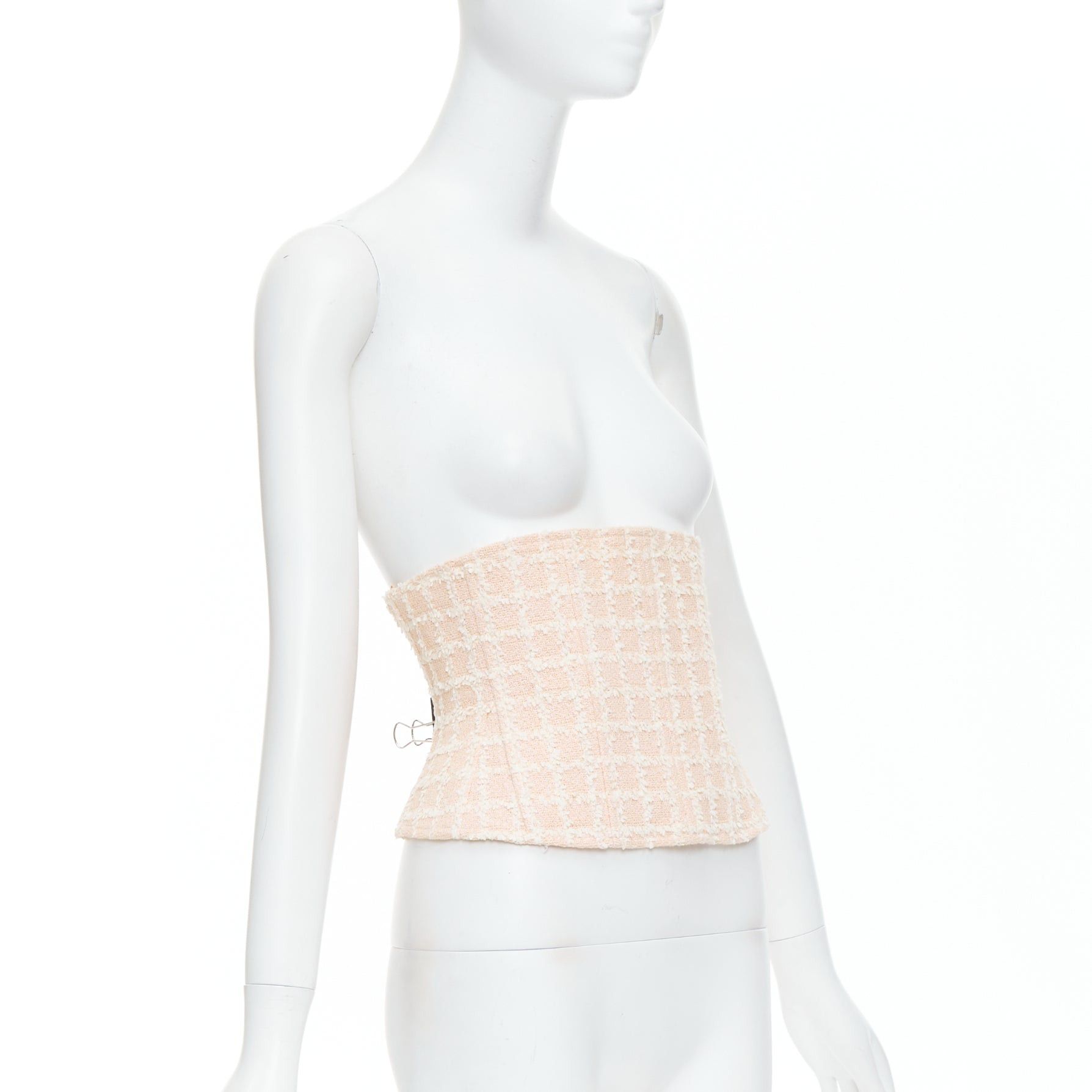 Chanel rare CHANEL 94P Vintage pink checker tweed silk lined boned corset belt FR40 L Size M / US 6-8 / IT 42-44 - 3 Thumbnail