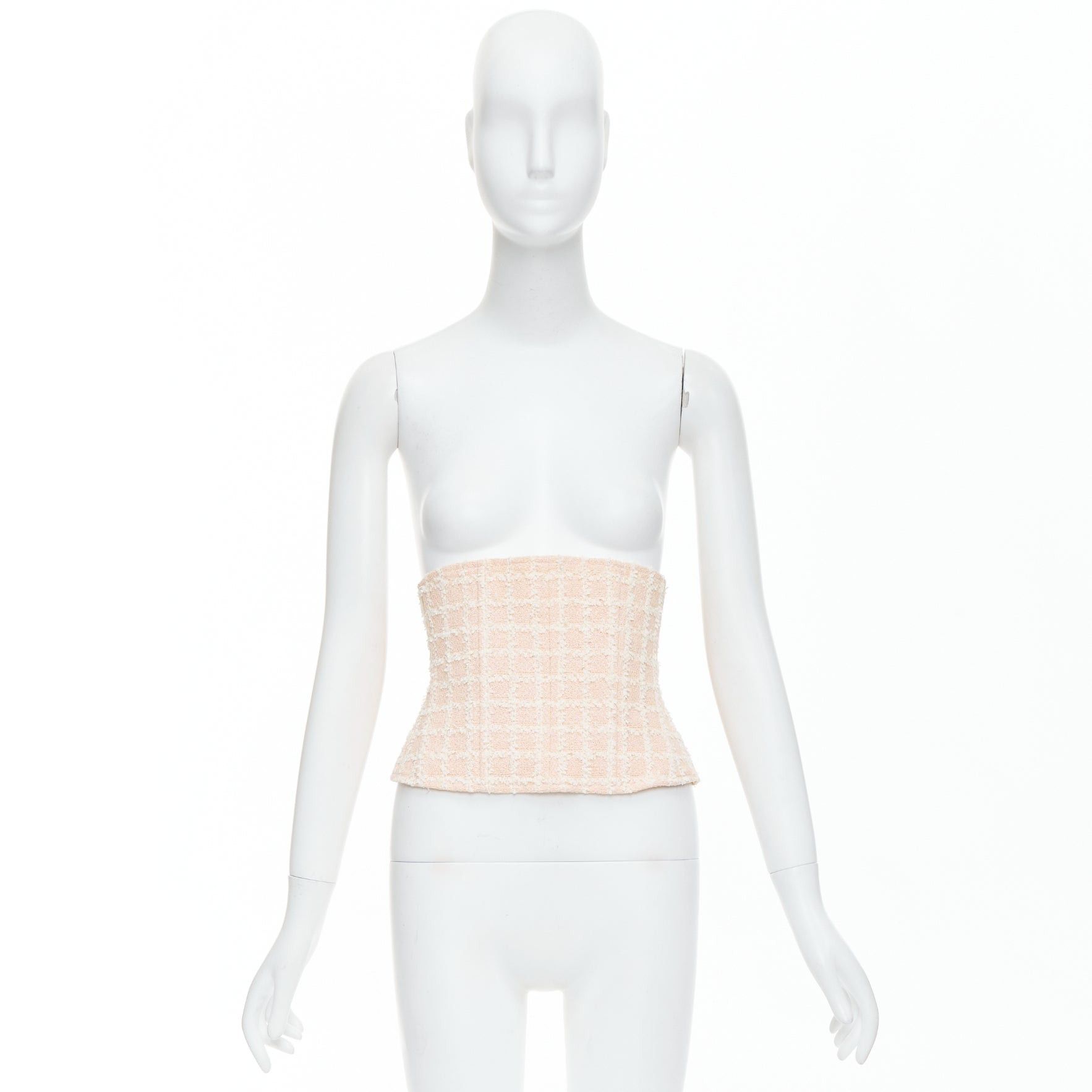 Chanel rare CHANEL 94P Vintage pink checker tweed silk lined boned corset belt FR40 L Size M / US 6-8 / IT 42-44 - 9 Thumbnail