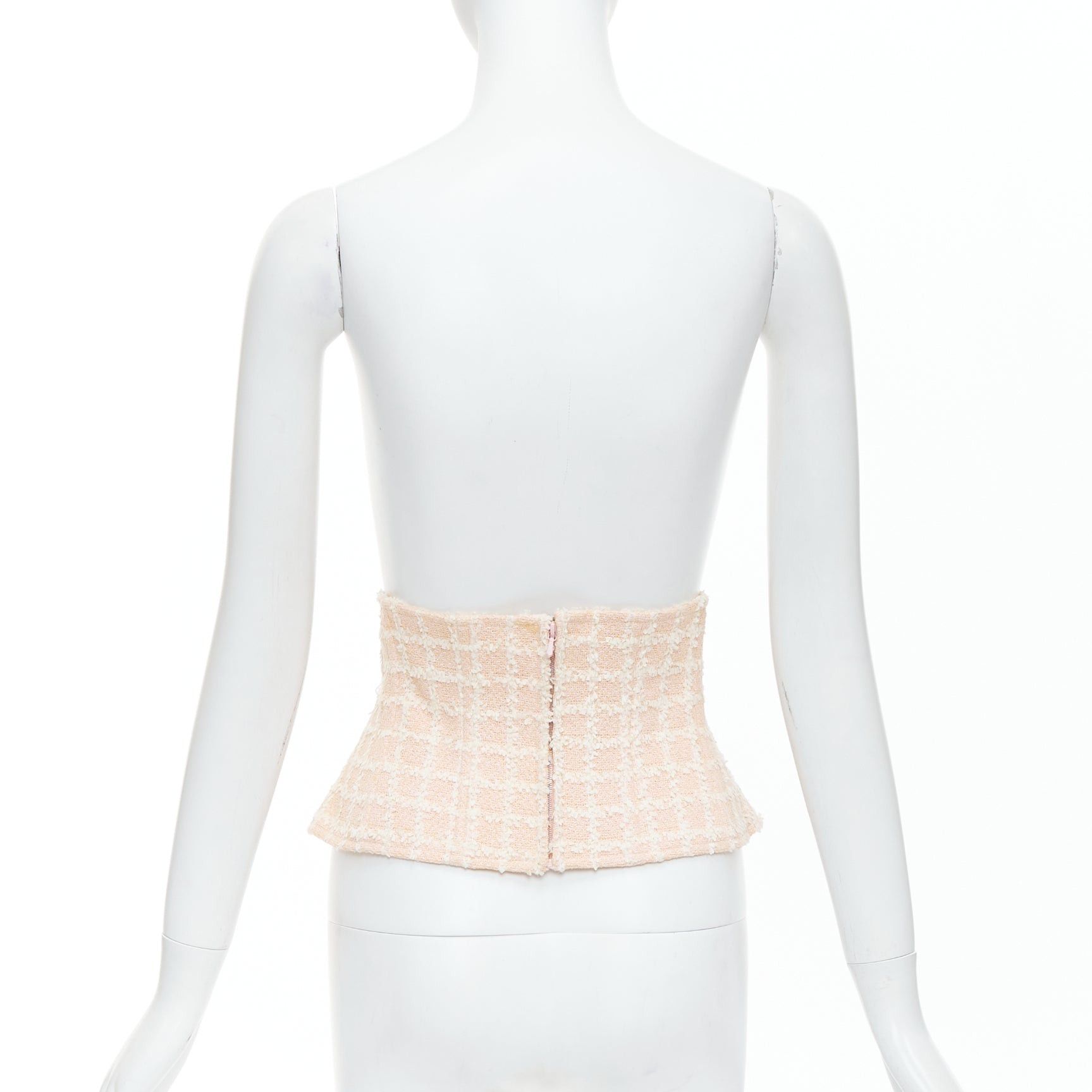 Chanel rare CHANEL 94P Vintage pink checker tweed silk lined boned corset belt FR40 L Size M / US 6-8 / IT 42-44 - 5 Thumbnail