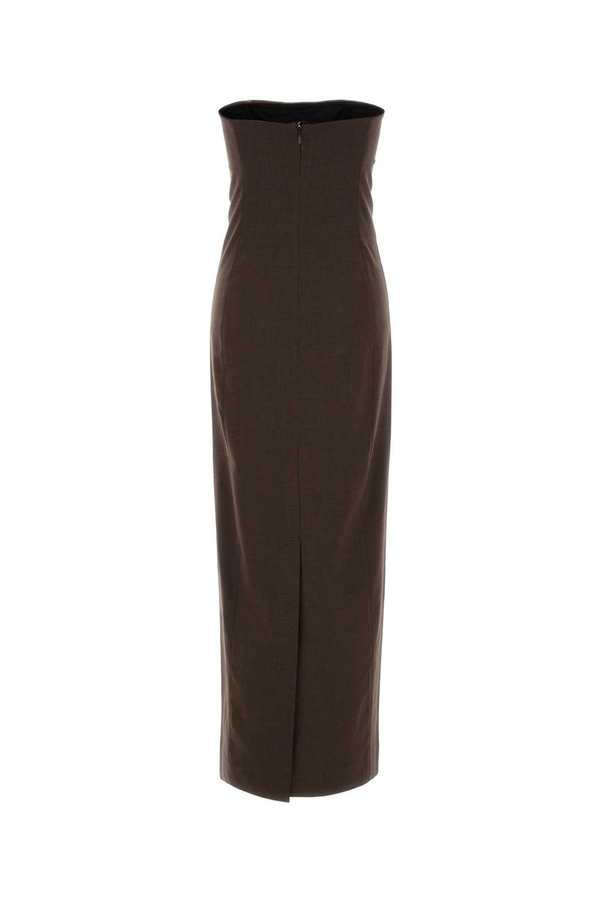 Loulou de Saison Brown Stretch Wool Shilo Dress Size XS / US 0-2 / IT 36-38 - 2 Thumbnail