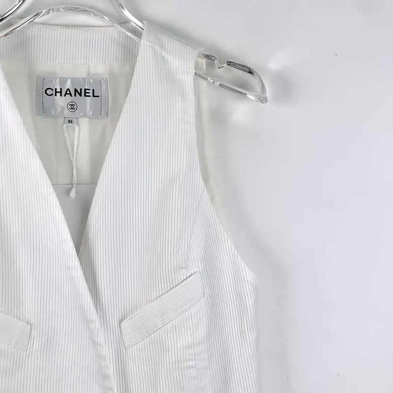 Chanel Chanel White Cotton Sleeveless Dress XS 0089 Size XS / US 0-2 / IT 36-38 - 3 Thumbnail