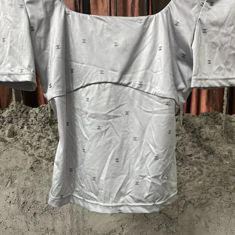 Chanel Chanel Gray Cotton T-Shirt for Women 0089 Size ONE SIZE - 4 Thumbnail