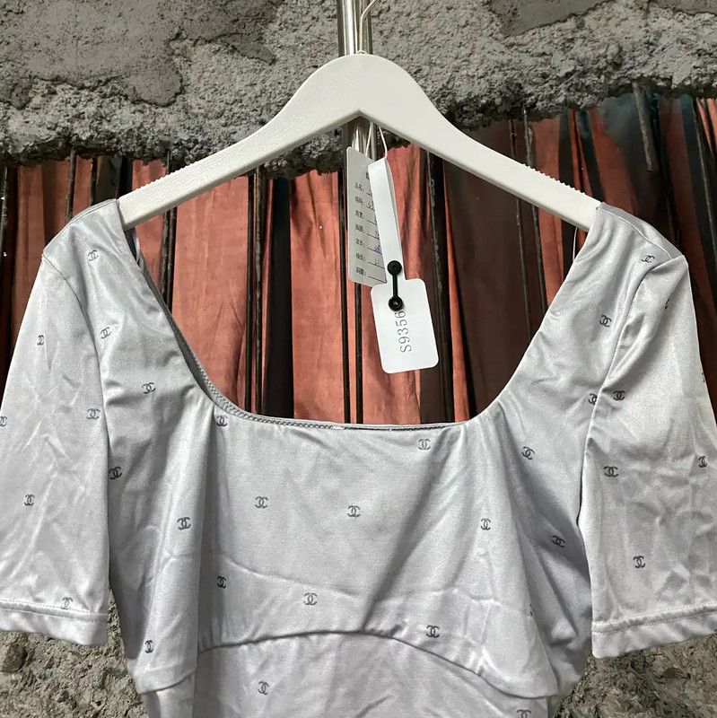 Chanel Chanel Gray Cotton T-Shirt for Women 0089 Size ONE SIZE - 3 Thumbnail