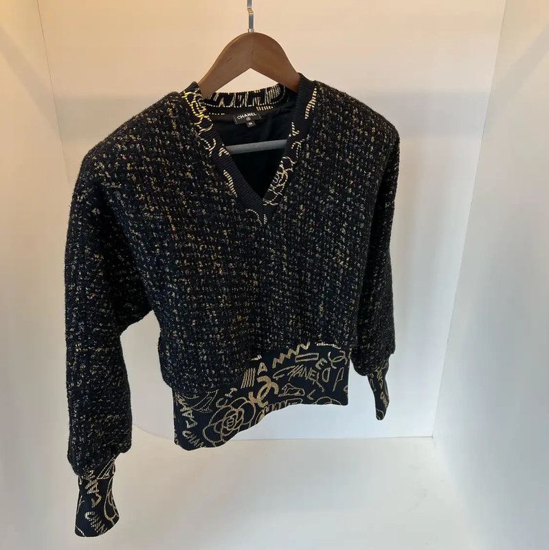 Chanel Chanel Winter Wool Knit Black Sweater 0089 Size M / US 6-8 / IT 42-44 - 3 Thumbnail