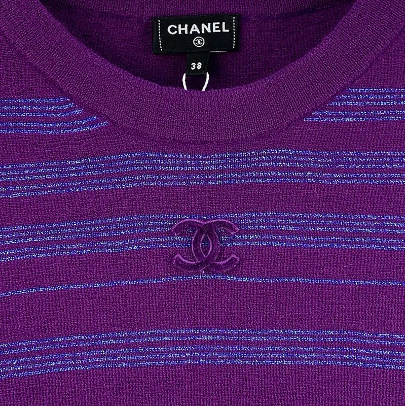 Chanel Chanel Purple Cashmere Women’s T-Shirt 0089 Size S / US 4 / IT 40 - 4 Thumbnail