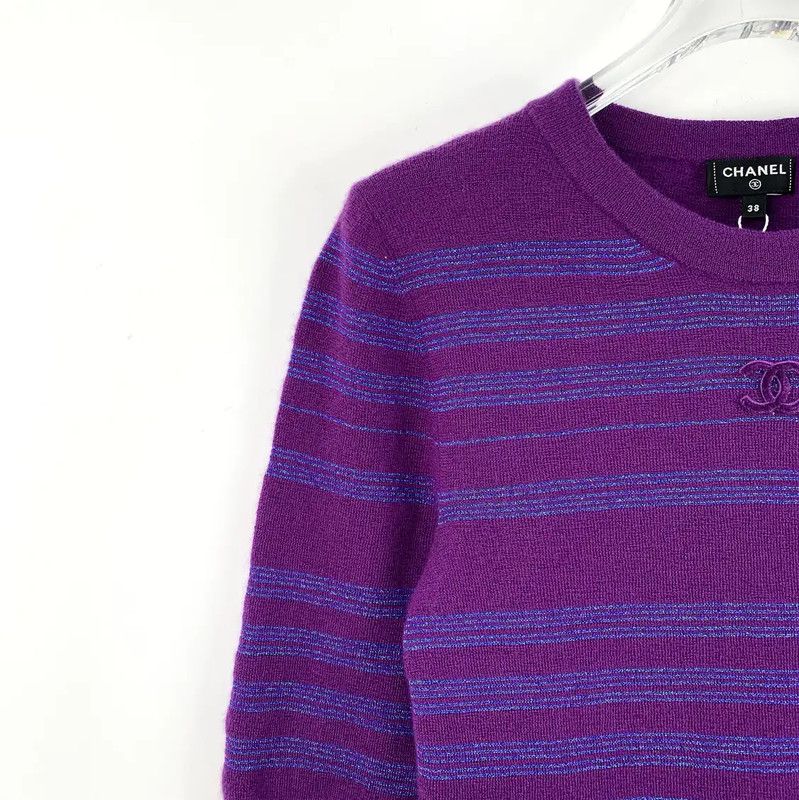 Chanel Chanel Purple Cashmere Women’s T-Shirt 0089 Size S / US 4 / IT 40 - 3 Thumbnail
