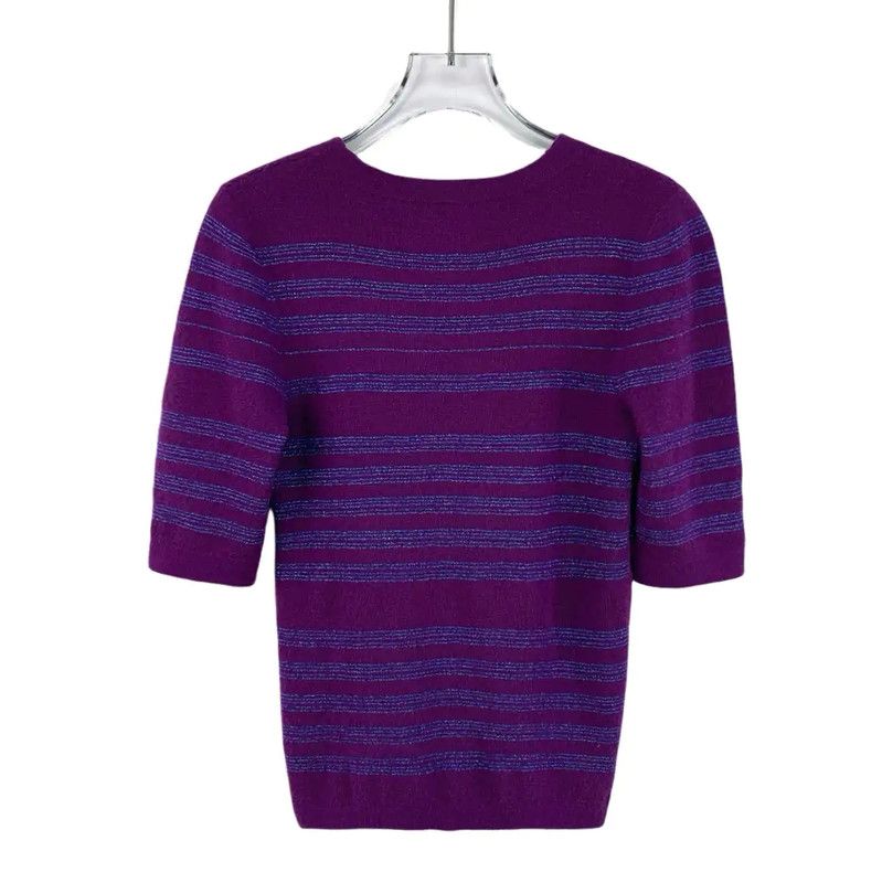 Chanel Chanel Purple Cashmere Women’s T-Shirt 0089 Size S / US 4 / IT 40 - 2 Thumbnail
