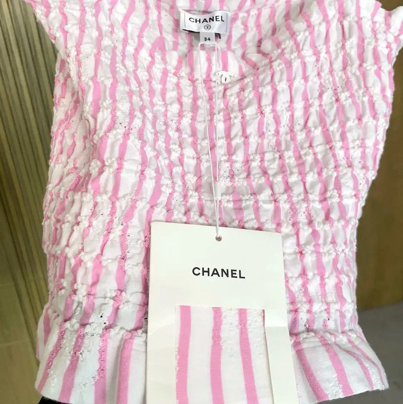 Chanel Chanel Pink Striped Sleeveless Summer Top 0089 Size S / US 4 / IT 40 - 8 Thumbnail