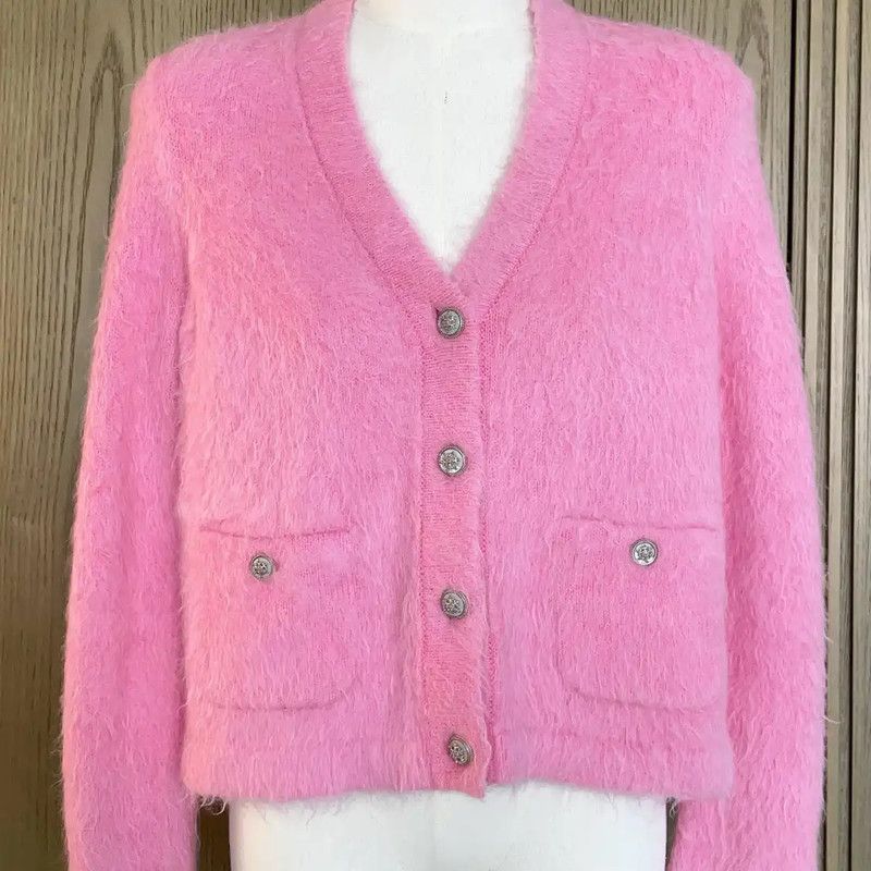 Chanel Chanel Pink Wool Blend Cardigan for Women 0089 Size S / US 4 / IT 40 - 4 Thumbnail