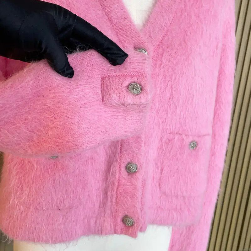Chanel Chanel Pink Wool Blend Cardigan for Women 0089 Size S / US 4 / IT 40 - 5 Thumbnail