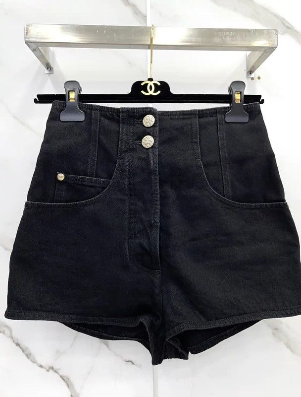 Chanel Chanel Black Cotton Women's Shorts Size S 0089 Size 23" - 4 Thumbnail