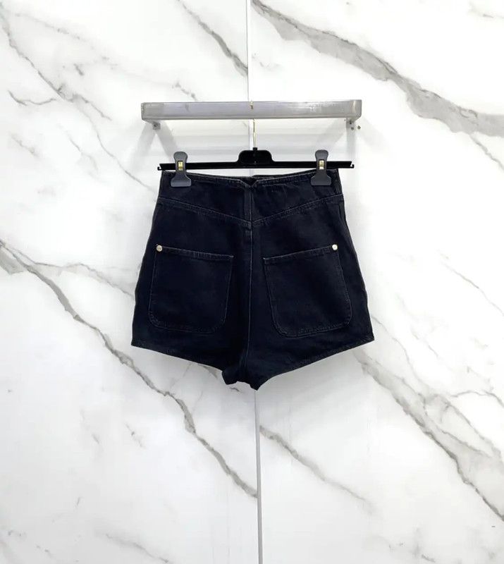 Chanel Chanel Black Cotton Women's Shorts Size S 0089 Size 23" - 2 Thumbnail