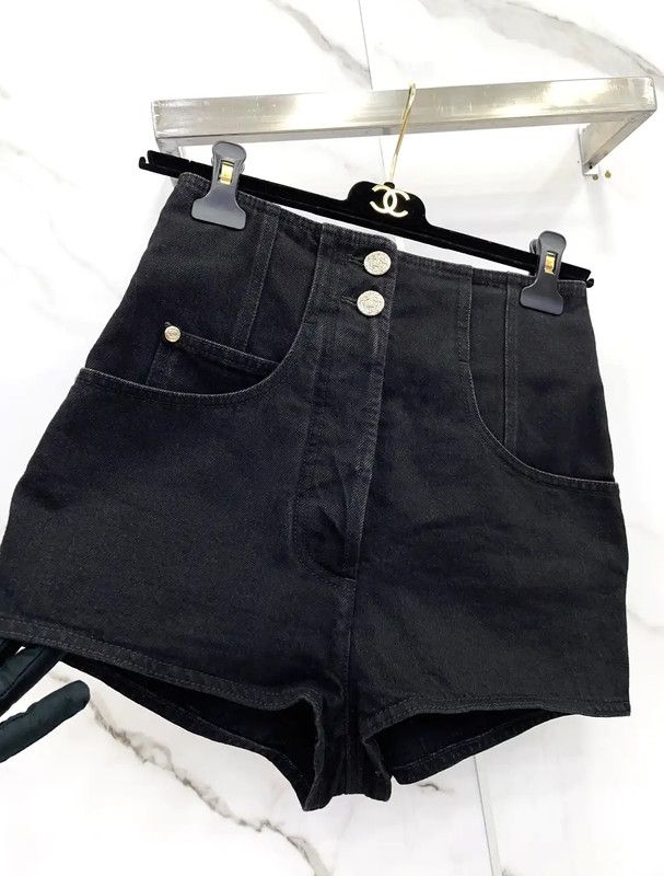 Chanel Chanel Black Cotton Women's Shorts Size S 0089 Size 23" - 6 Thumbnail