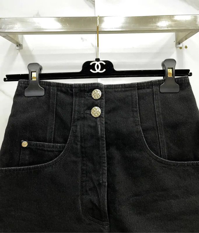 Chanel Chanel Black Cotton Women's Shorts Size S 0089 Size 23" - 3 Thumbnail