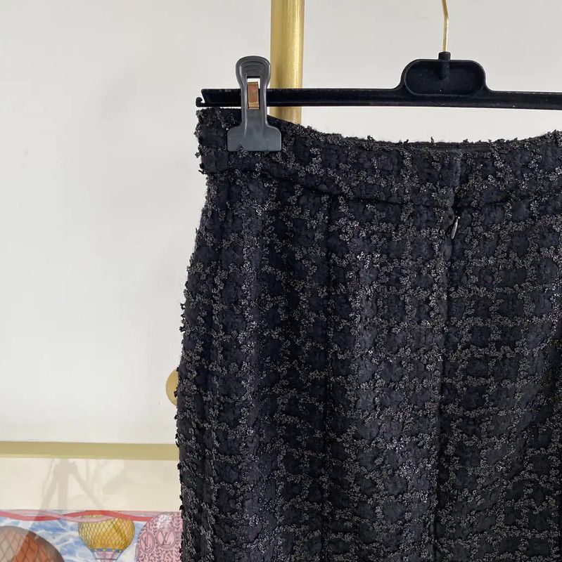 Chanel Chanel Black Wool Midi Skirt 0089 Size 23" - 5 Thumbnail
