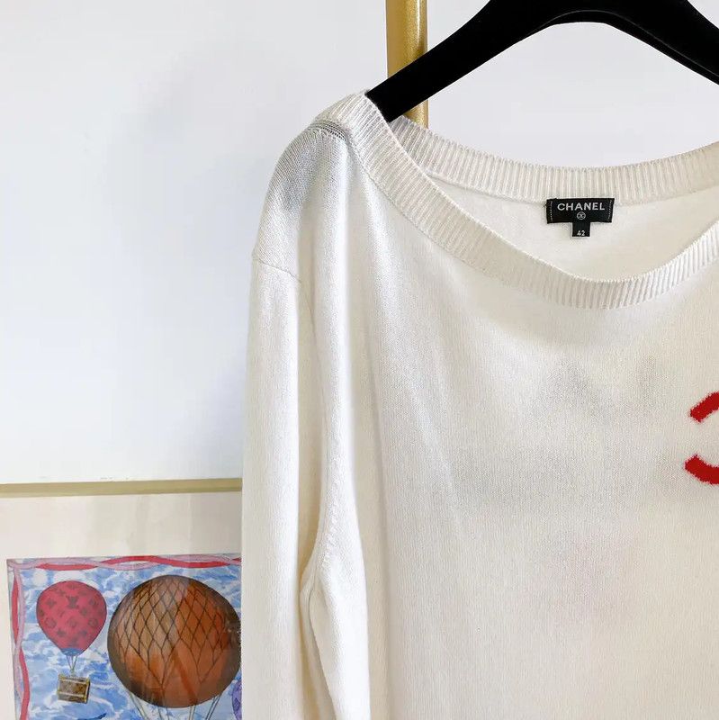 Chanel Chanel Embroidered White Cashmere Sweater for Women 0089 Size XL / US 12-14 / IT 48-50 - 3 Thumbnail