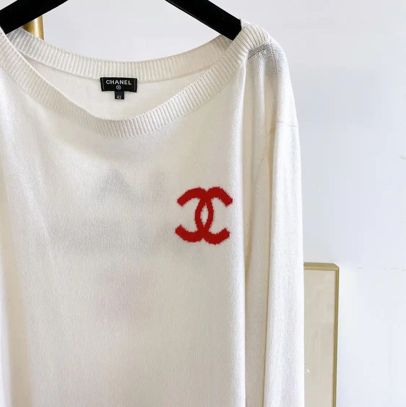 Chanel Chanel Embroidered White Cashmere Sweater for Women 0089 Size XL / US 12-14 / IT 48-50 - 4 Thumbnail