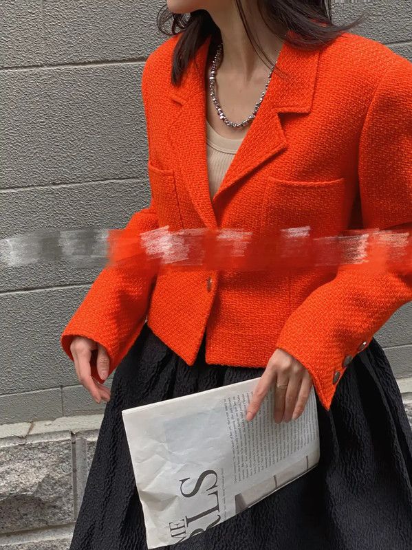 Chanel Chanel Orange Wool Tweed Women's Jacket 0089 Size M / US 6-8 / IT 42-44 - 5 Thumbnail