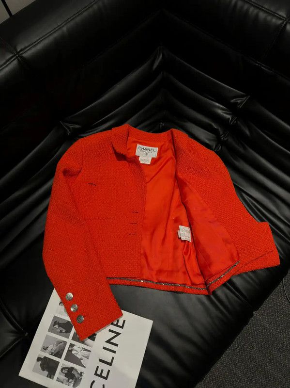 Chanel Chanel Orange Wool Tweed Women's Jacket 0089 Size M / US 6-8 / IT 42-44 - 9 Thumbnail