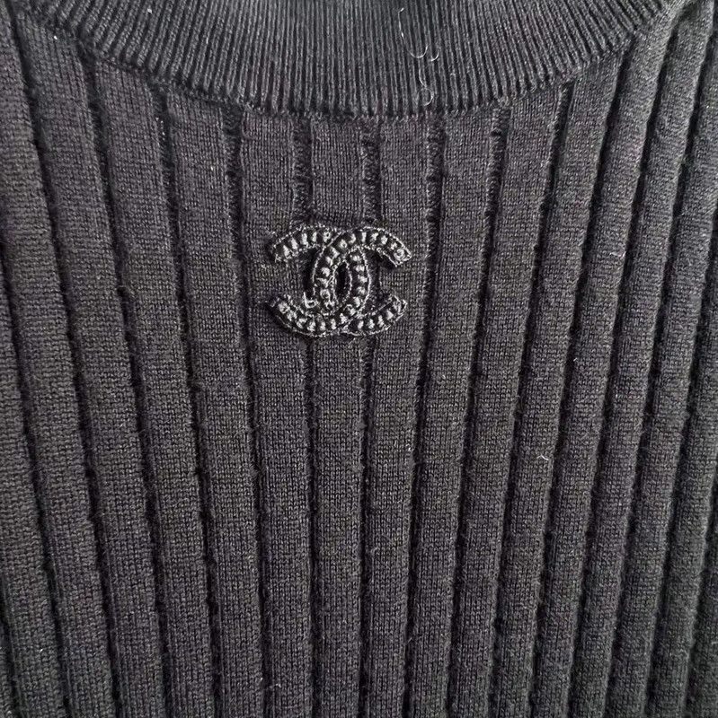Chanel Chanel Black Cotton Women's Pullover Sweater 0089 Size M / US 6-8 / IT 42-44 - 3 Thumbnail