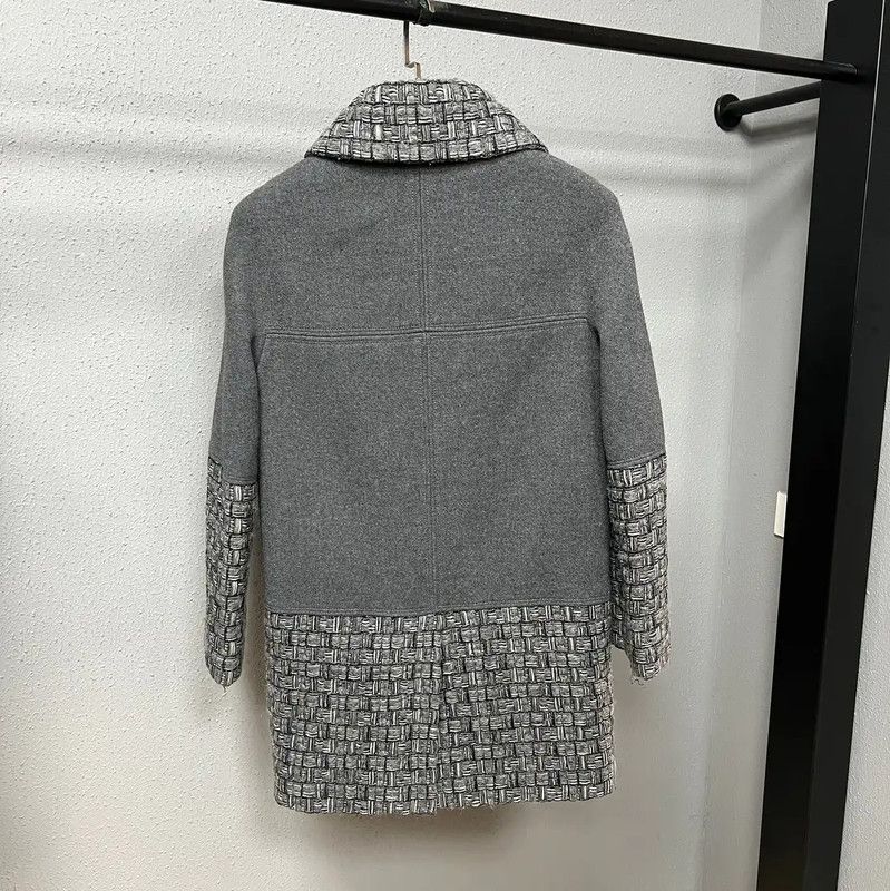 Chanel Chanel Grey Wool Women's Coat 0089 Size S / US 4 / IT 40 - 2 Thumbnail