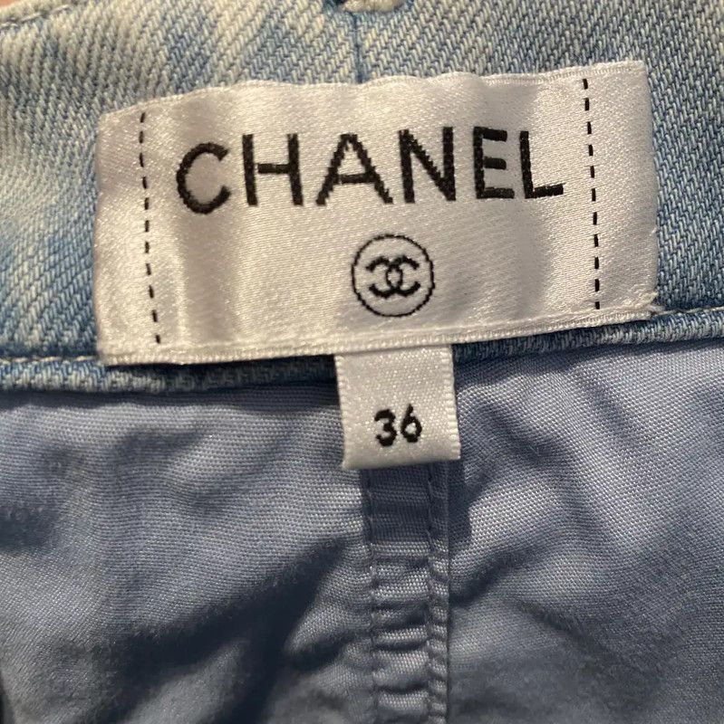 Chanel Chanel Summer Light Blue Cotton Logo Shorts 0089 Size 26" / US 2 / IT 38 - 4 Thumbnail