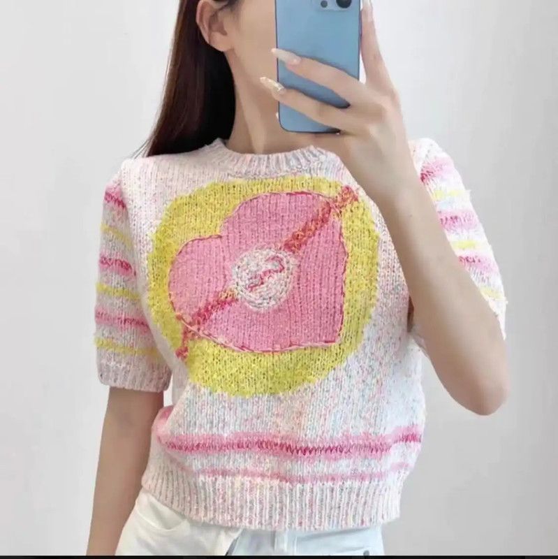 Chanel Chanel Multicolor Cotton Blend Short-Sleeve Sweater 0089 Size M / US 6-8 / IT 42-44 - 6 Thumbnail